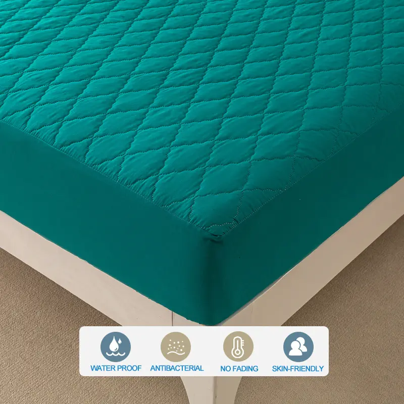 Waterproof Mattress Protector - Hypoallergenic Mattress Cover, Soft & Noiseless, Bed Sheet, Anti-Slip & Washable,Lnk green