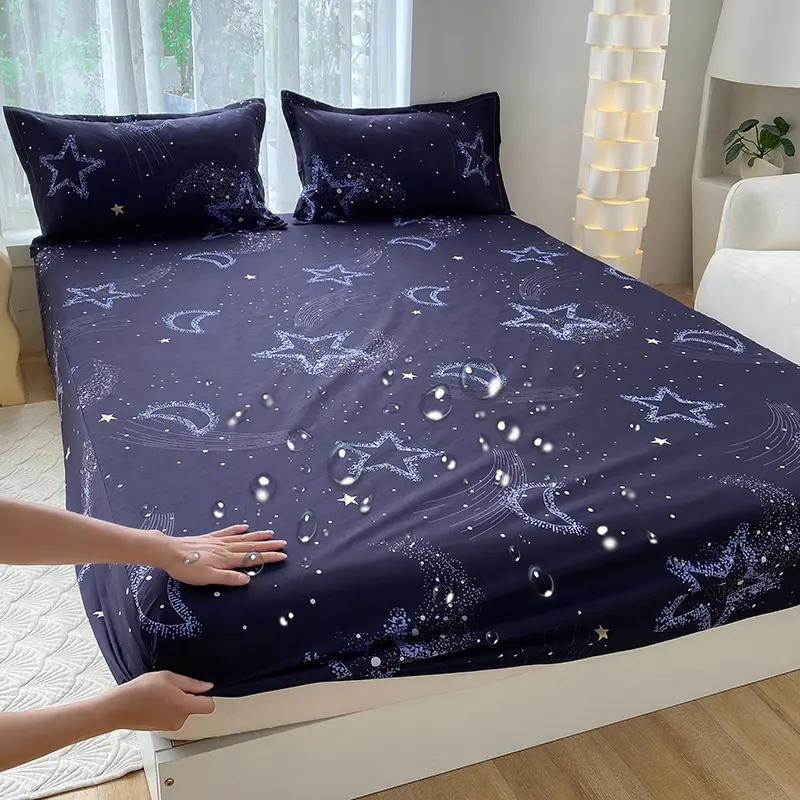 Fashionable Waterproof Bed Fitted Sheet Mattress Protect Cover- Comfort, Playful Pattern, Upgrade Your Bedding with Fun