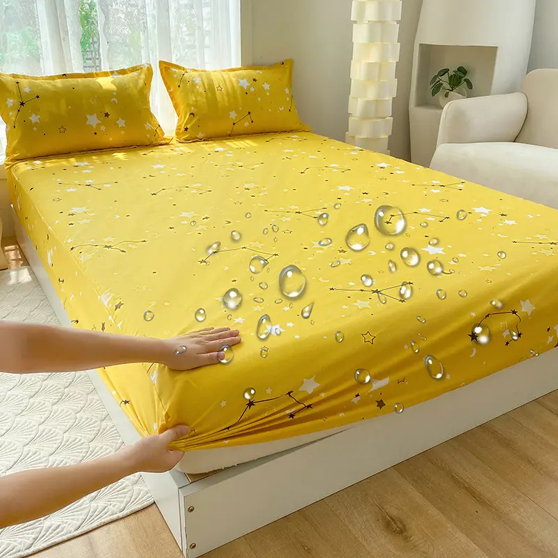 Fashionable Waterproof Bed Fitted Sheet Mattress Protect Cover- Comfort, Playful Pattern, Upgrade Your Bedding with Fun