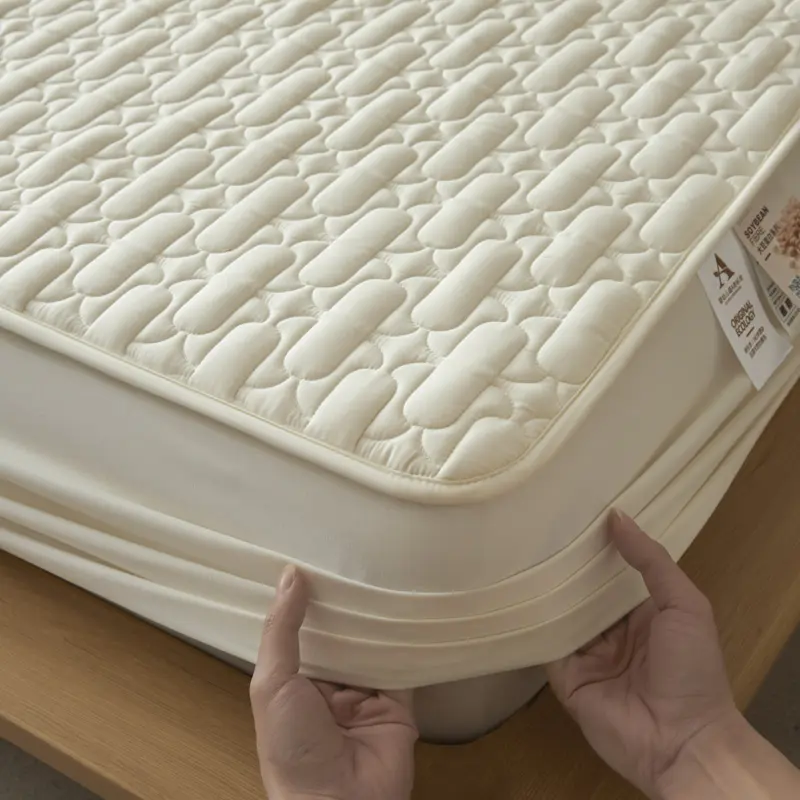 Excellent Waterproof Mattress Protector Solid Color Antimicrobial Mattress Cover- Hypoallergenic, Noiseless, Fits 5-28cm Deep