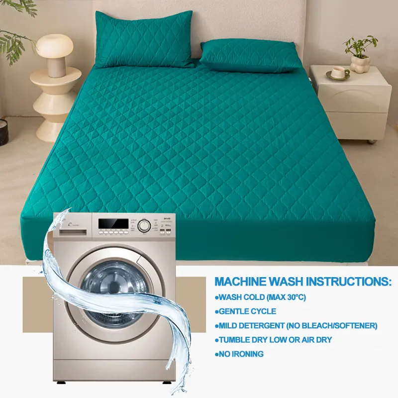 Waterproof Mattress Protector - Hypoallergenic Mattress Cover, Soft & Noiseless, Bed Sheet, Anti-Slip & Washable,Lnk green