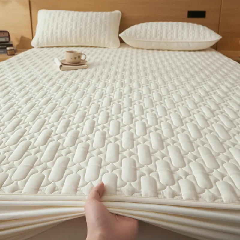 Excellent Waterproof Mattress Protector Solid Color Antimicrobial Mattress Cover- Hypoallergenic, Noiseless, Fits 5-28cm Deep