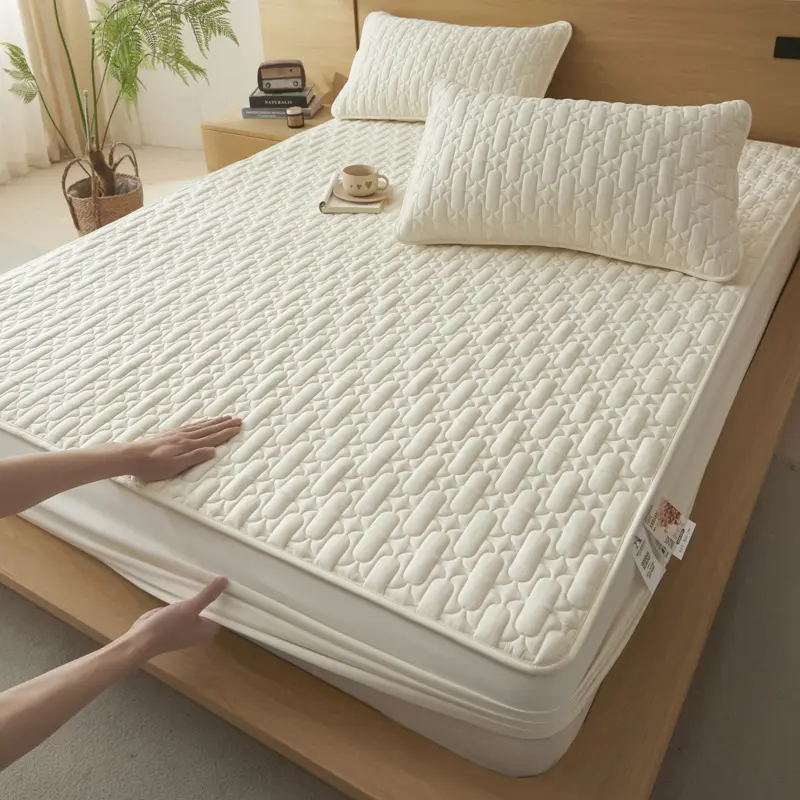 Excellent Waterproof Mattress Protector Solid Color Antimicrobial Mattress Cover- Hypoallergenic, Noiseless, Fits 5-28cm Deep