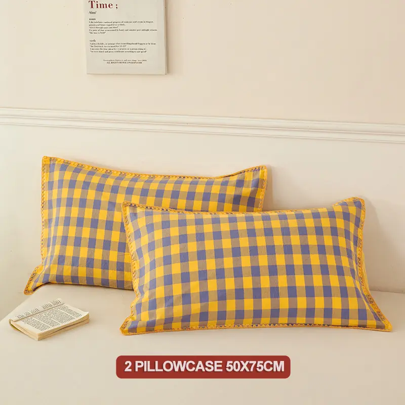 100% Cotton Luxury Bedding Set – Premium Duvet Cover + 2 Pillowcases, Classic Plaid Style, Soft & Breathable Comforter Cover Set