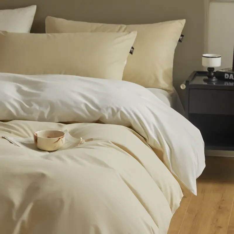 A-Class 100s Long-Staple Cotton Sateen Brushed Solid Bedding Set Duvet Cover Set Luxurious Milled Softness, Smooth
