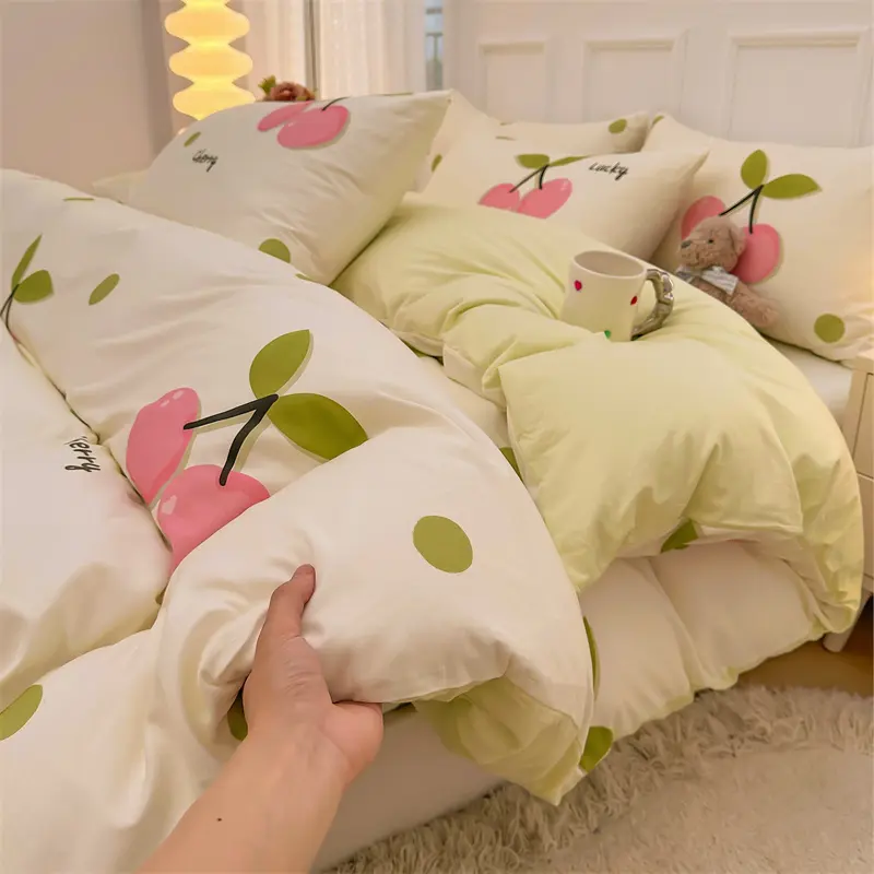 Luxury 100% Cotton Printed 3-Piece Duvet Cover Set (1 Duvet Cover + 2 Pillowcases), Breathable Soft Bedding Set, Multiple Sizes