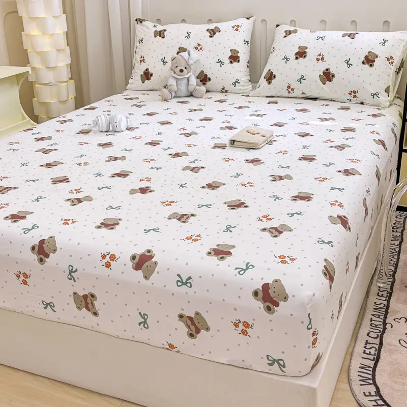 Ultra-Soft Pre-Washed Microfiber Printed Fitted Sheet with Pillowcases - Mattress Protector, Hypoallergenic, Easy Care