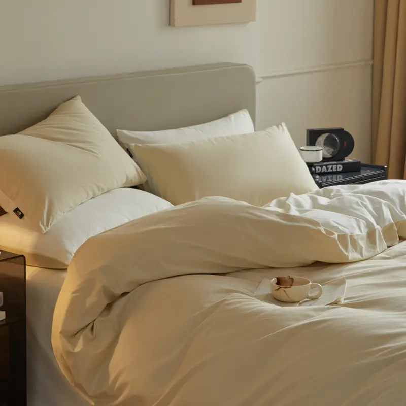 A-Class 100s Long-Staple Cotton Sateen Brushed Solid Bedding Set Duvet Cover Set Luxurious Milled Softness, Smooth
