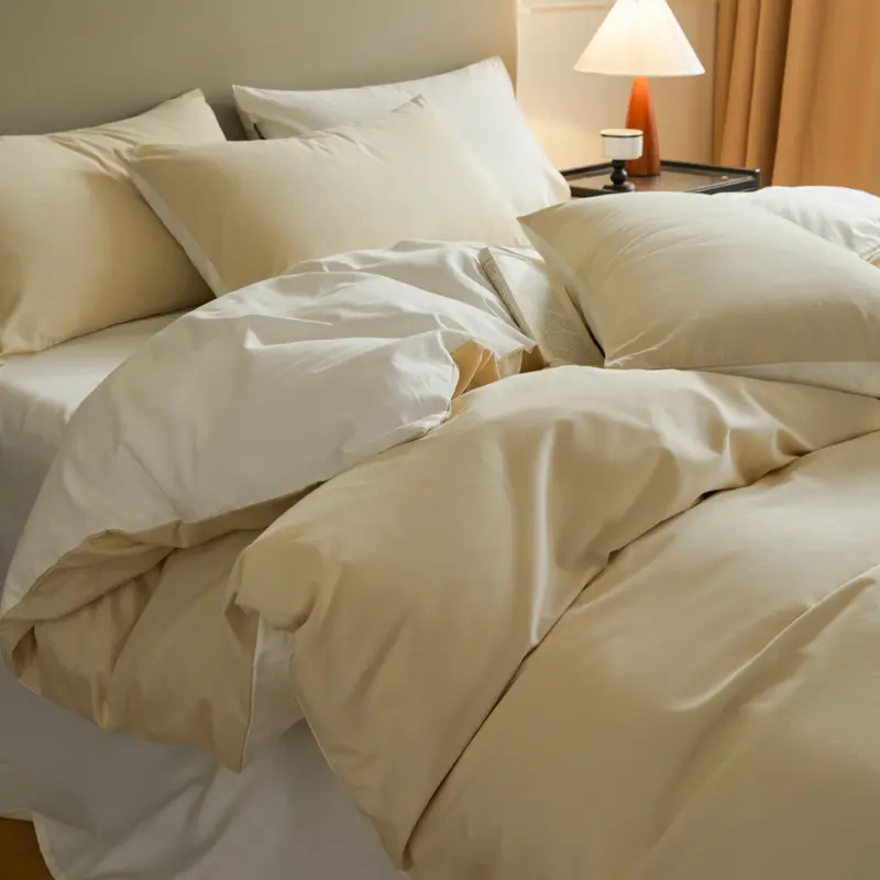 A-Class 100s Long-Staple Cotton Sateen Brushed Solid Bedding Set Duvet Cover Set Luxurious Milled Softness, Smooth