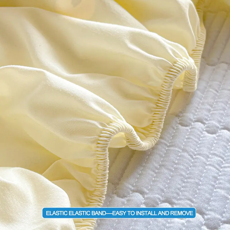 Premium Breathable Mattress Cover Luxury Mattress Protector Hypoallergenic Noiseless Bed Fitted Sheet,Single Double Family Size