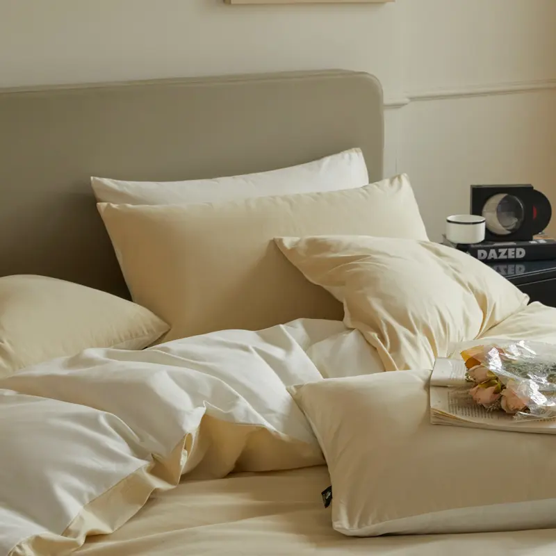 A-Class 100s Long-Staple Cotton Sateen Brushed Solid Bedding Set Duvet Cover Set Luxurious Milled Softness, Smooth