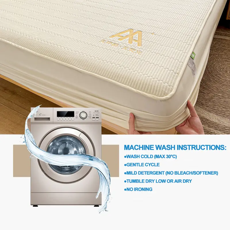 Premium Breathable Mattress Cover Luxury Mattress Protector Hypoallergenic Noiseless Bed Fitted Sheet,Single Double Family Size