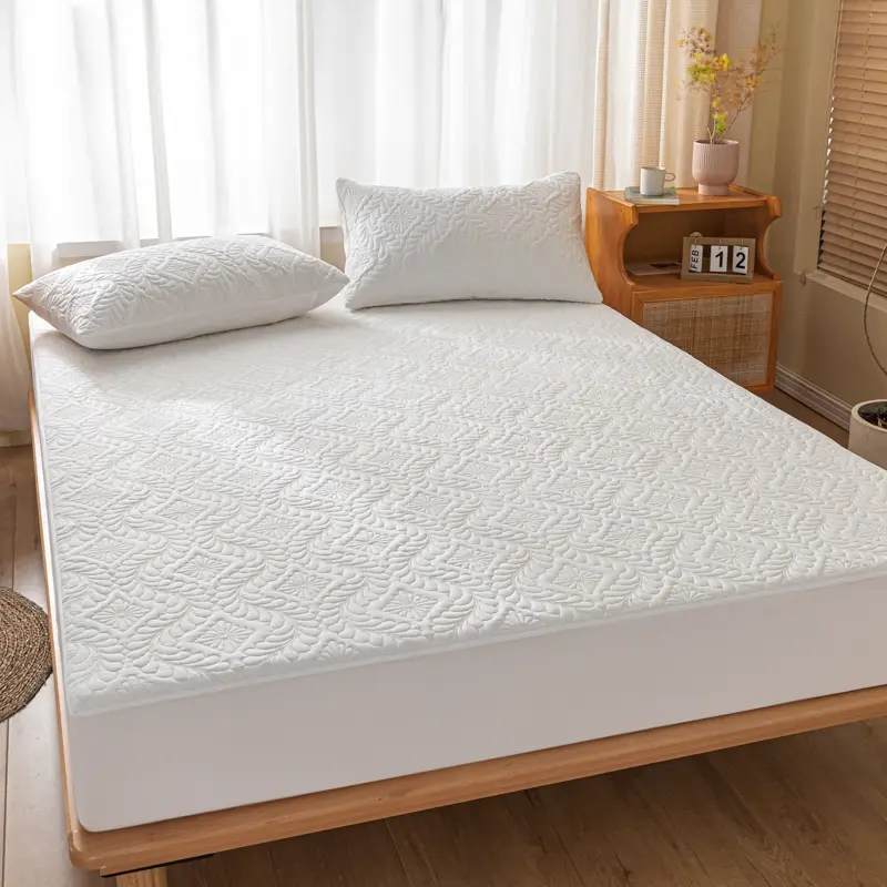 Waterproof Quilted Mattress Cover - Cotton Top, Antibacterial Fiber Fill, TPU Waterproof Layer - A-Class Health Standard