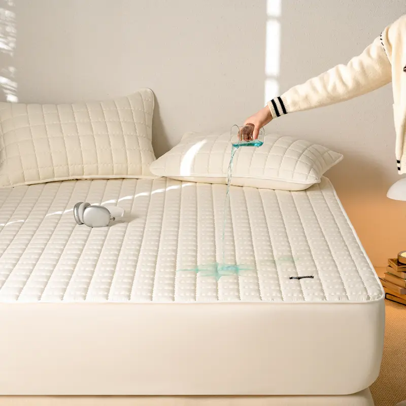 Waterproof High Quality Mattress Cover- Antimicrobial Hypoallergenic Mattress Protector, Noiseless Fitted Sheet,Solid Color