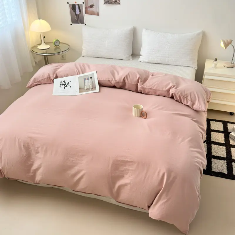 100% Cotton Duvet Cover 1Piece- Solid Color Luxury, Pre-Washed for Softness, Single Duvet Cover for Bedroom - Zipper Closure