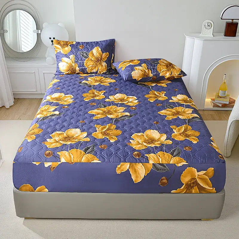 Eco-Friendly Butterfly Print Quilted Bed Mattress Cover Fitted Sheet - Cozy, Whimsical Touch for Your Bedroom Retreat