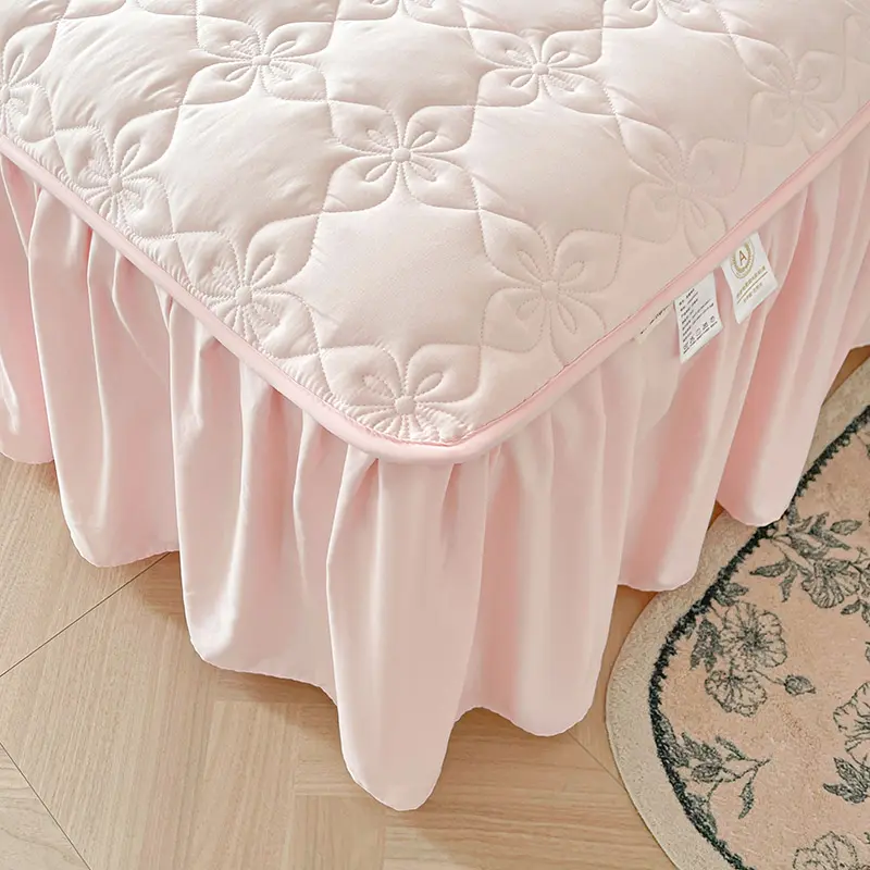 Breathable Bed Skirt with 45cm Drop - Cotton Top, Antibacterial Fiber, Anti-slip- Hypoallergenic, Noiseless,Quilting Bed Cover