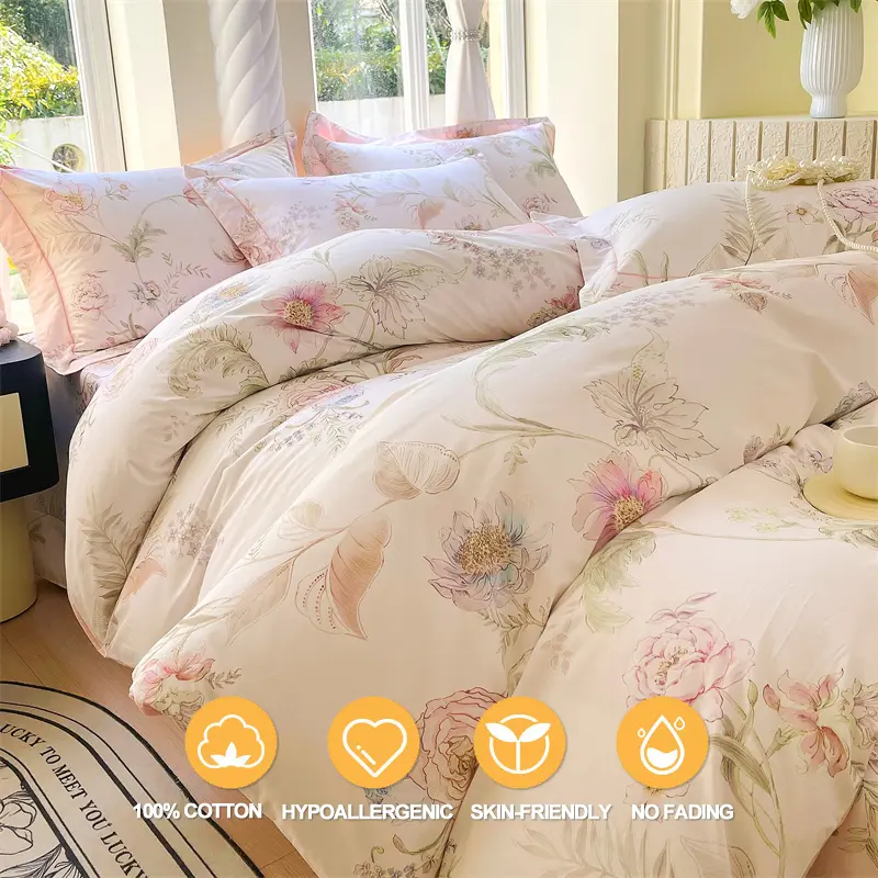 Luxury High-density 100% Cotton Bedding Set 3 Piece, Duvet Cover Set 1 Duvet Cover 2 Pillowcase,Single/Double/200x200/220x240