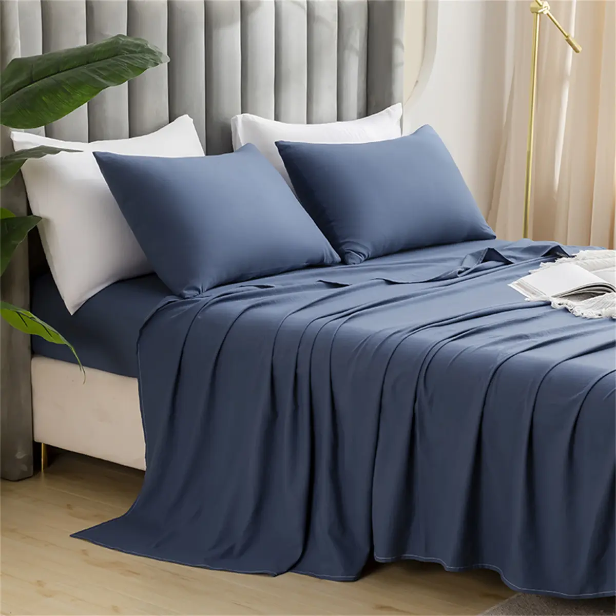 Solid Color Brushed Bedding Set,Fitted Sheet, Flat Sheet, Pillowcase,Ultra-Soft Microfiber for Luxurious Sleep,Hypoallergenic