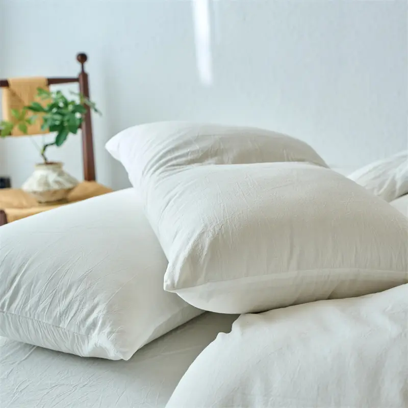 Premium 100% Washed Cotton Yarn-Dyed 3-Piece Duvet Set (1 Duvet Cover + 2 Pillowcases), Ultra-Soft Bedding Set, Multiple Sizes