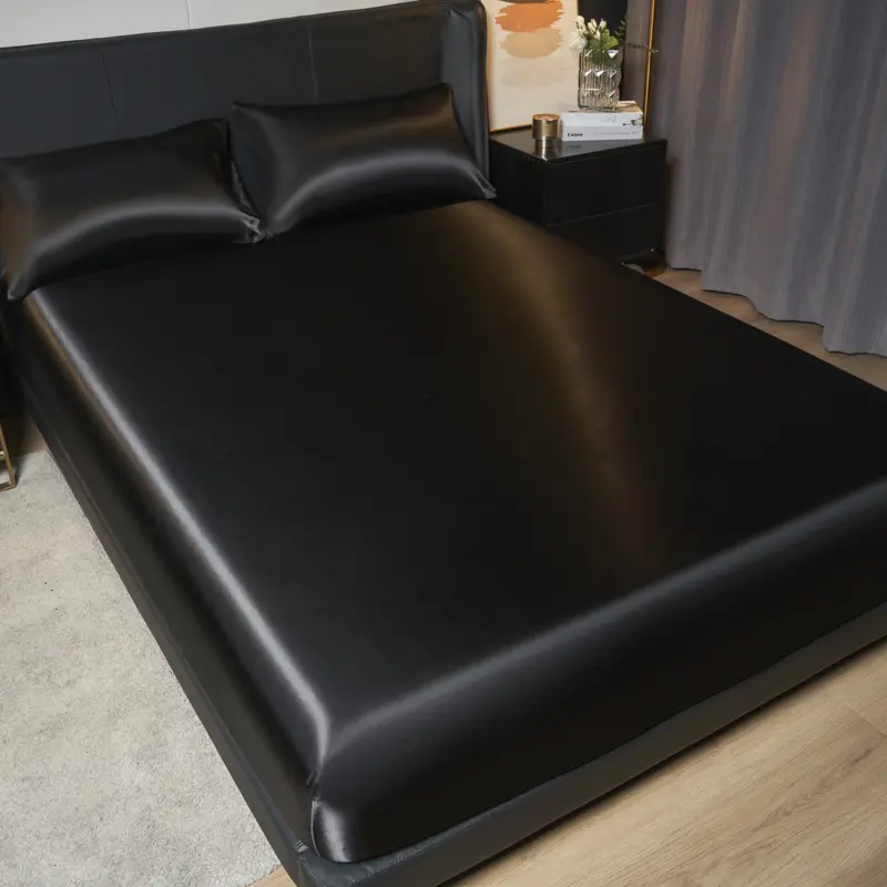 Elegant Satin Fitted Bed Fitted Sheet- Luxurious 35cm Height, Universal King/Queen Size, Adds Opulence to Your Bedroom Decor