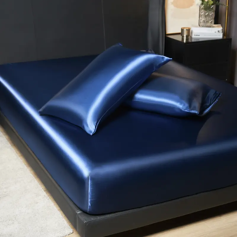 Luxury Satin Fitted Sheet Set - 35cm Height, King/Queen Size, Includes 2 Pillowcases, Timeless Elegance for Discerning Sleep