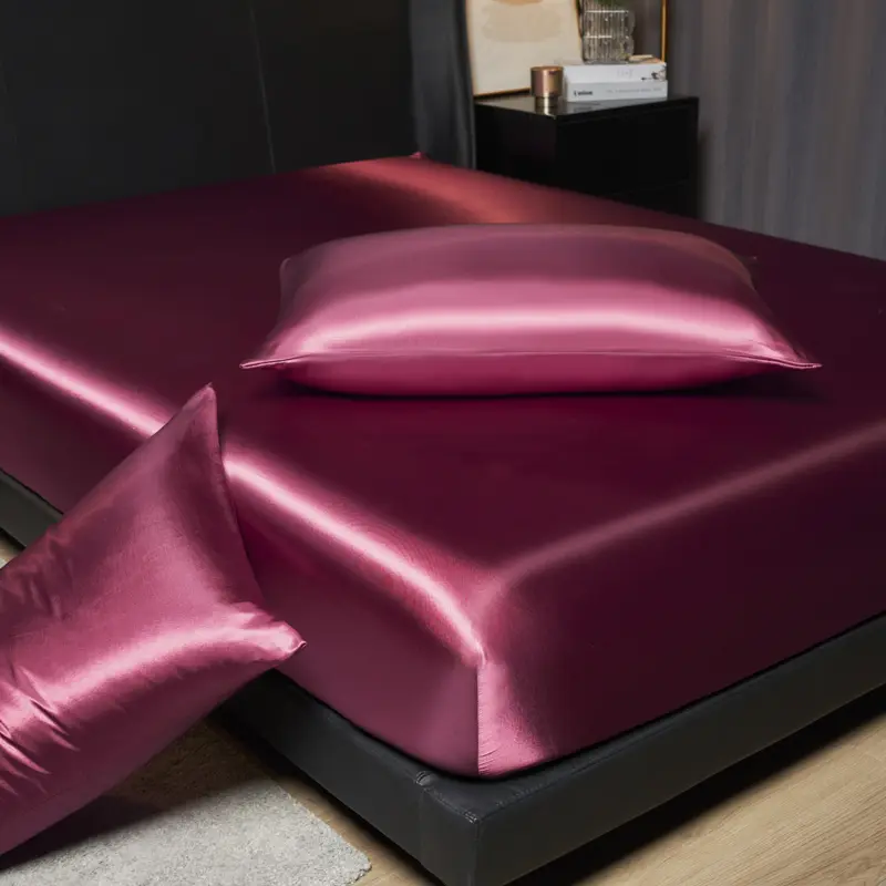 Luxury Satin Fitted Sheet Set - 35cm Height, King/Queen Size, Includes 2 Pillowcases, Timeless Elegance for Discerning Sleep