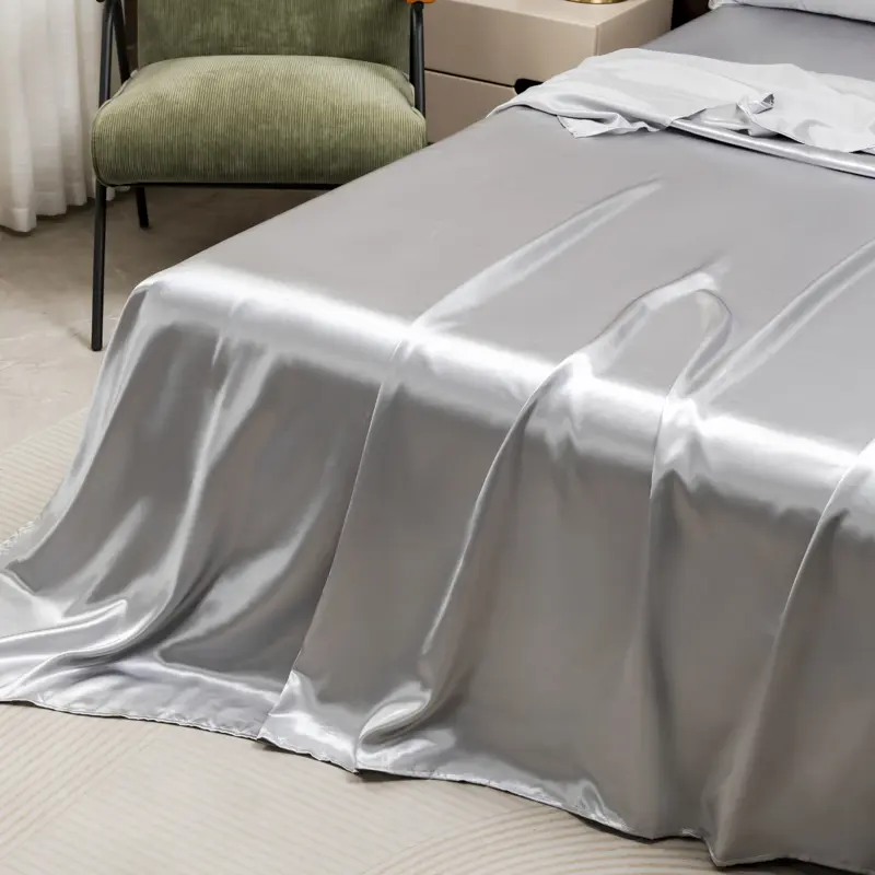 Solid Color Satin Sheet and Pillowcase Set，Luxurious Bedding Ensemble with a Silky Sheen，Twin/Full/Queen/King Size