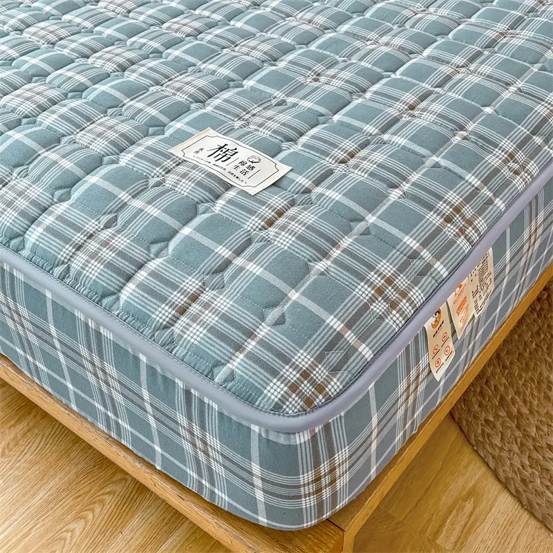 Classic Plaid Antimicrobial Mattress Protector,Quilted Mattress Cover- Comfortable and Hygienic for a Healthier Sleep