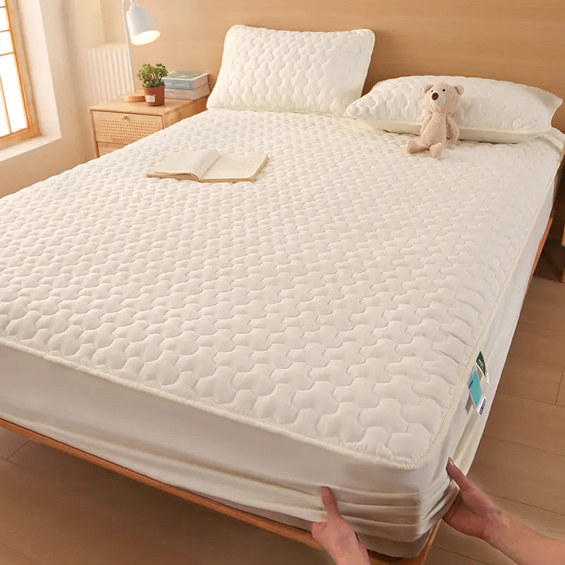 1 Piece Waterproof Mattress Protector Mattress Cover- Solid Color,Antimicrobial Hypoallergenic, Noiseless, Fits 5-28cm Deep