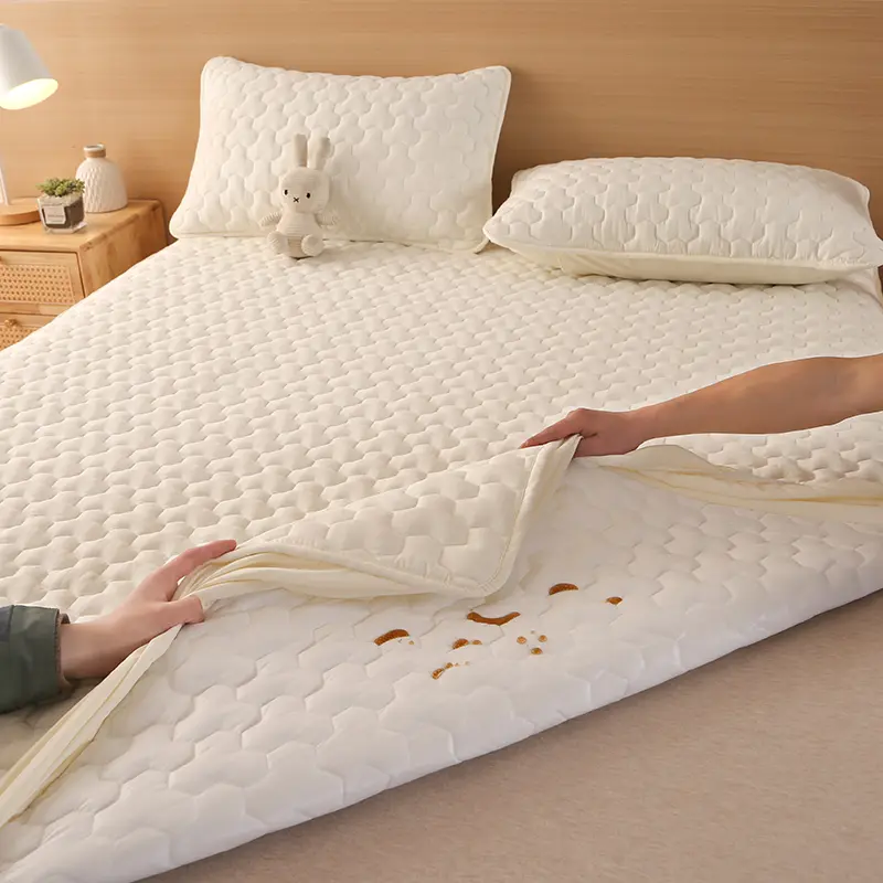 1 Piece Waterproof Mattress Protector Mattress Cover- Solid Color,Antimicrobial Hypoallergenic, Noiseless, Fits 5-28cm Deep