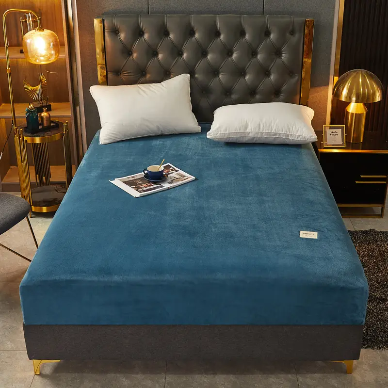 Super Soft Warm Flannel Solid Bed Fitted Sheet - Cozy Single or Double Bedding, Perfect for a Luxurious Night's Sleep