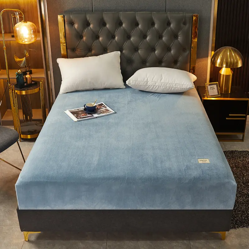 Super Soft Warm Flannel Solid Bed Fitted Sheet - Cozy Single or Double Bedding, Perfect for a Luxurious Night's Sleep