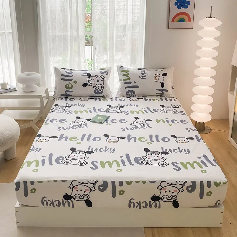 Cozy Waterproof Fitted Sheet in Playful Designs - Soft, Durable, Mattress Protect Cover,Stylish Protection for Your Bed