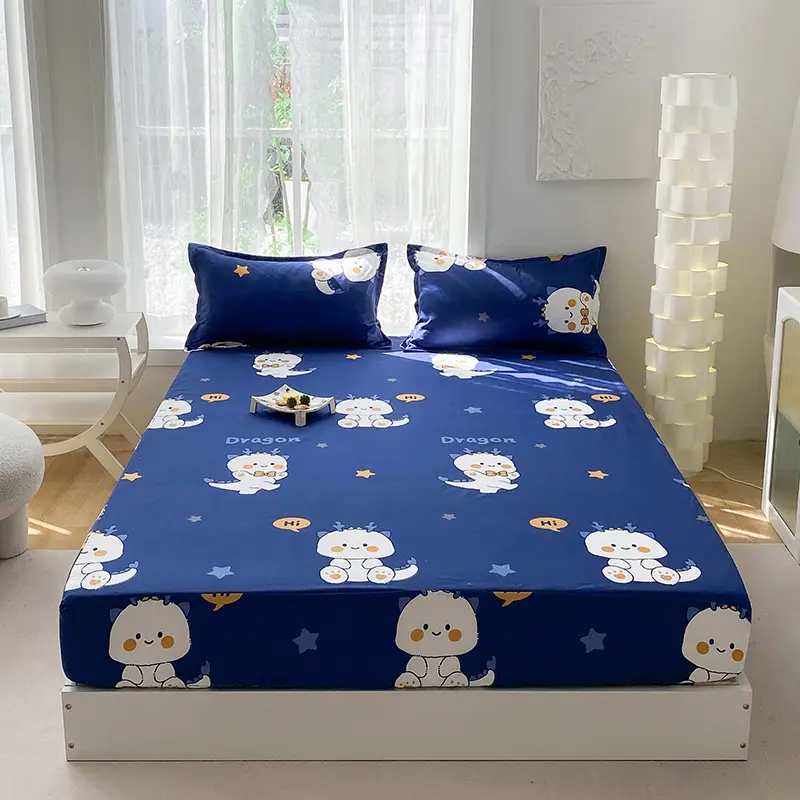 Cozy Waterproof Fitted Sheet in Playful Designs - Soft, Durable, Mattress Protect Cover,Stylish Protection for Your Bed