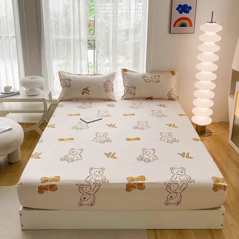 Cozy Waterproof Fitted Sheet in Playful Designs - Soft, Durable, Mattress Protect Cover,Stylish Protection for Your Bed