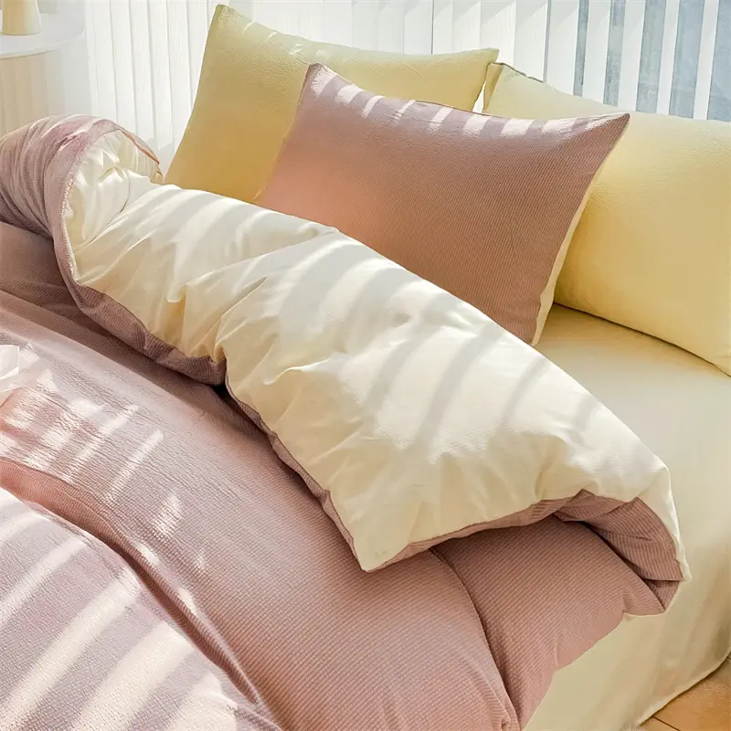 Bubble Cotton Bedding Set - Soft & Breathable Bedroom Set - Includes 1 Duvet Cover, 1 Flat Sheet, 2 Pillowcases