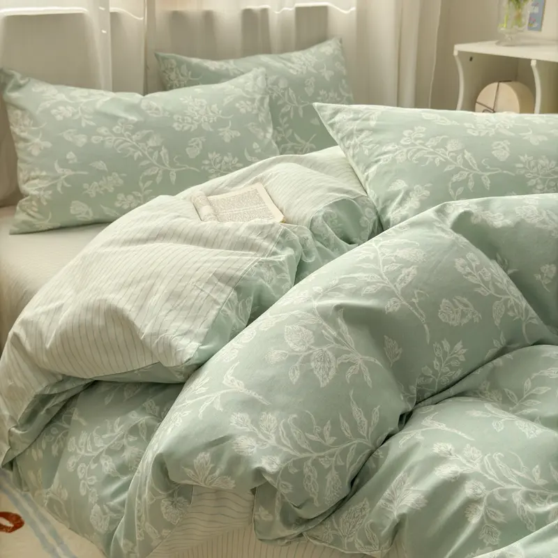 100% Cotton Duvet Cover Set 3Piece(1 Duvet Cover+ 2 Pillowcases),Hypoallergenic Bedding Set, Fade-Resistant,Floral Style