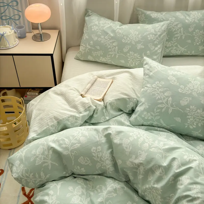 100% Cotton Duvet Cover Set 3Piece(1 Duvet Cover+ 2 Pillowcases),Hypoallergenic Bedding Set, Fade-Resistant,Floral Style