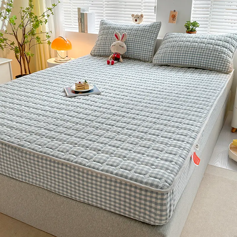 1 Piece Top Cotton Mattress Protector - Breathable Antimicrobial Mattress Cover, Non-Slip Fitted Sheet,Hypoallergenic, Noiseless