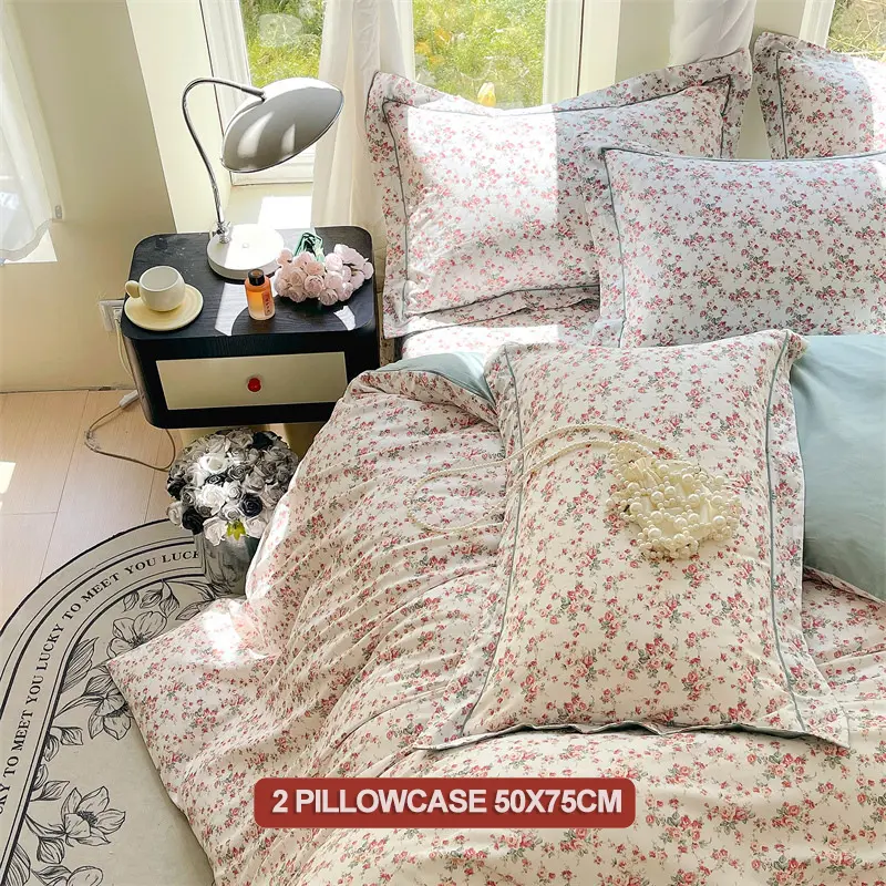 Premium 100% Cotton Bedding Set 3 Piece Duvet Cover Set (1 Duvet Cover 2 Pillowcase) Breathable Hypoallergenic Single/Double Bed