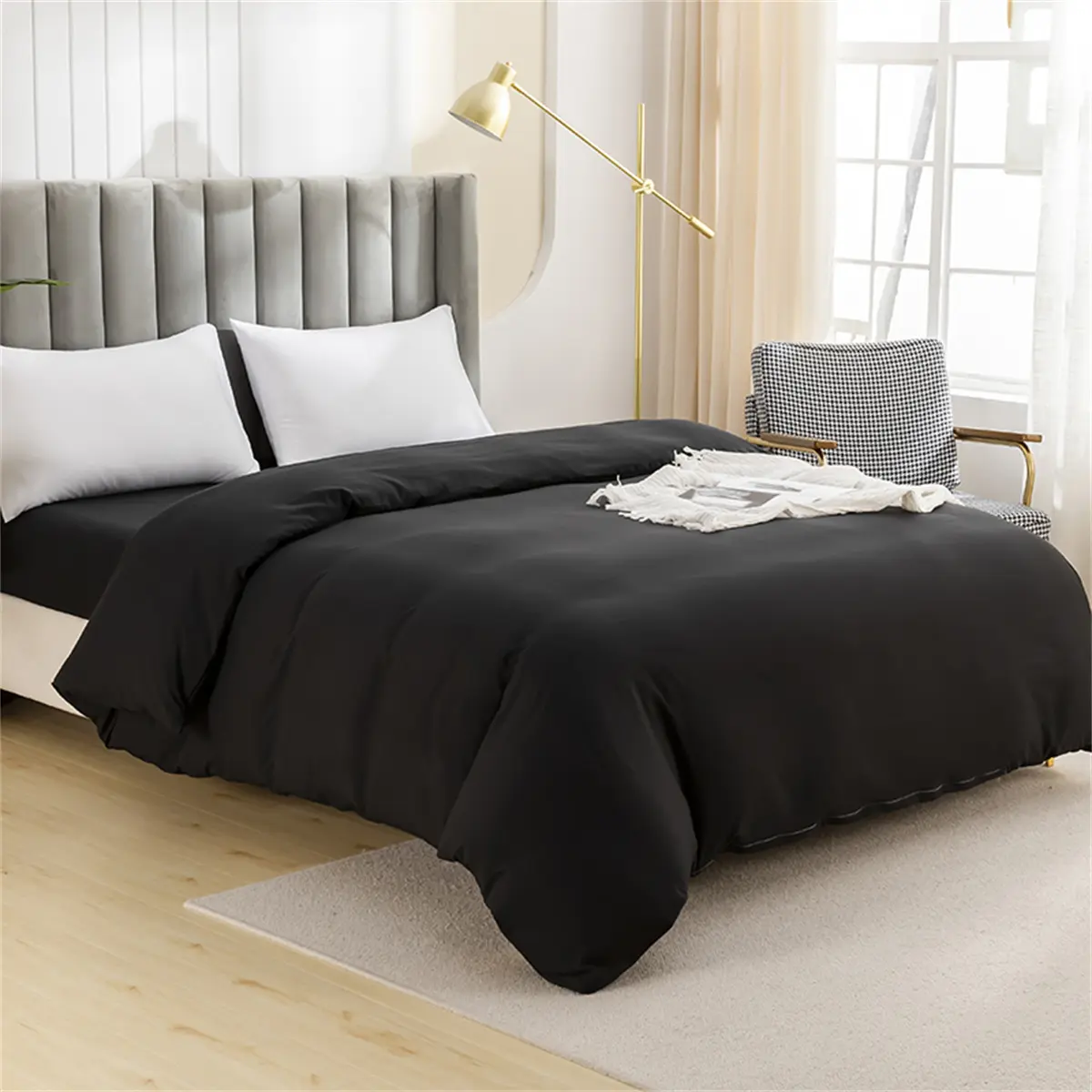 Ultra-Soft Solid Color Brushed Duvet Cover 1 Pc,Single Double Bedding Essential for Cozy Nights,Durable and Hypoallergenic