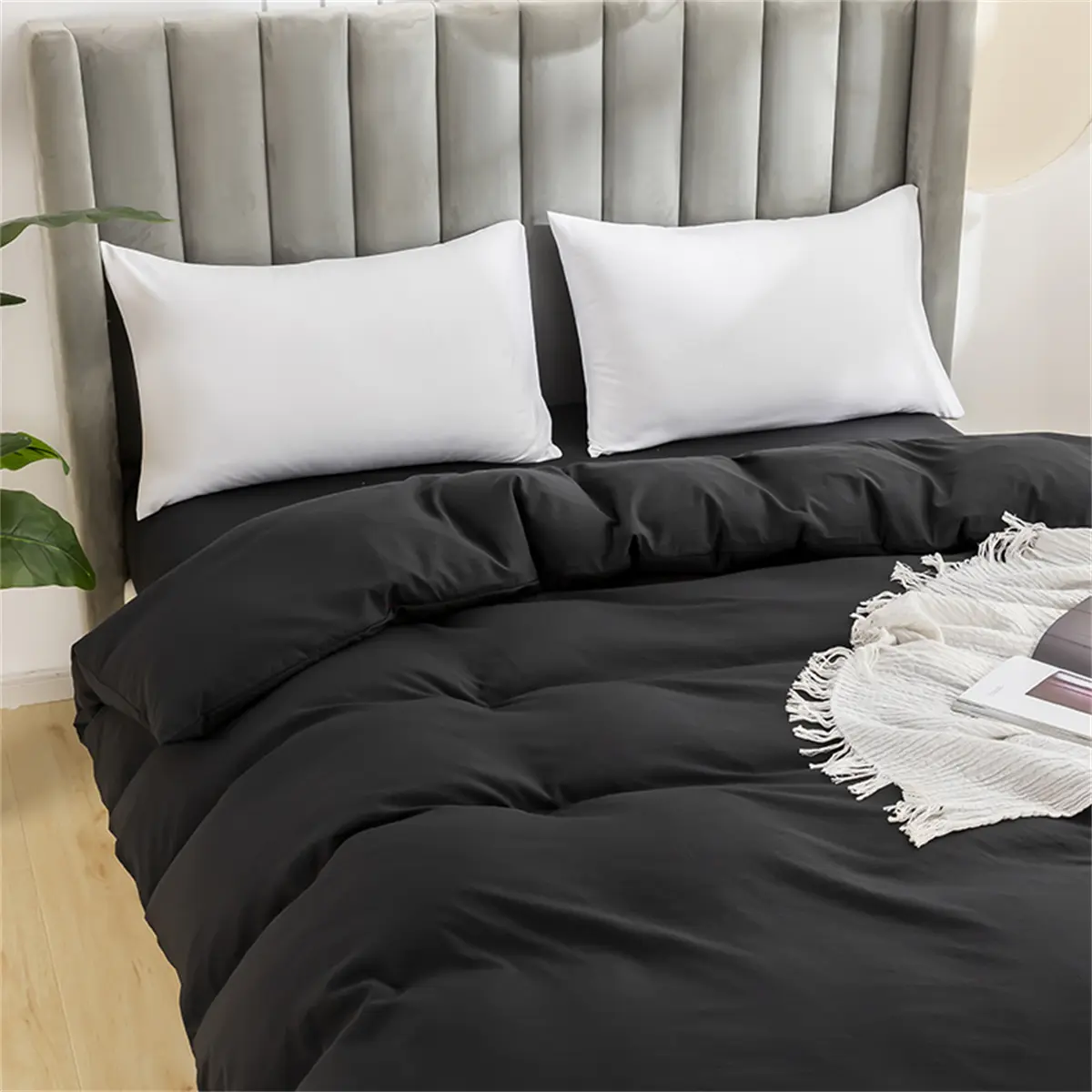 Ultra-Soft Solid Color Brushed Duvet Cover 1 Pc,Single Double Bedding Essential for Cozy Nights,Durable and Hypoallergenic
