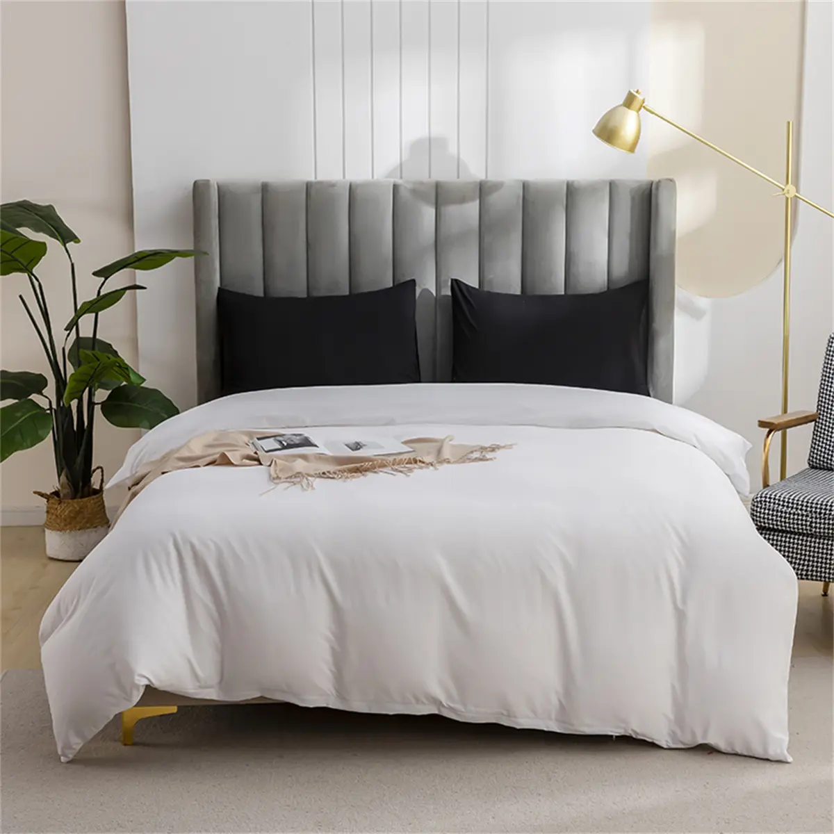 Ultra-Soft Solid Color Brushed Duvet Cover 1 Pc,Single Double Bedding Essential for Cozy Nights,Durable and Hypoallergenic