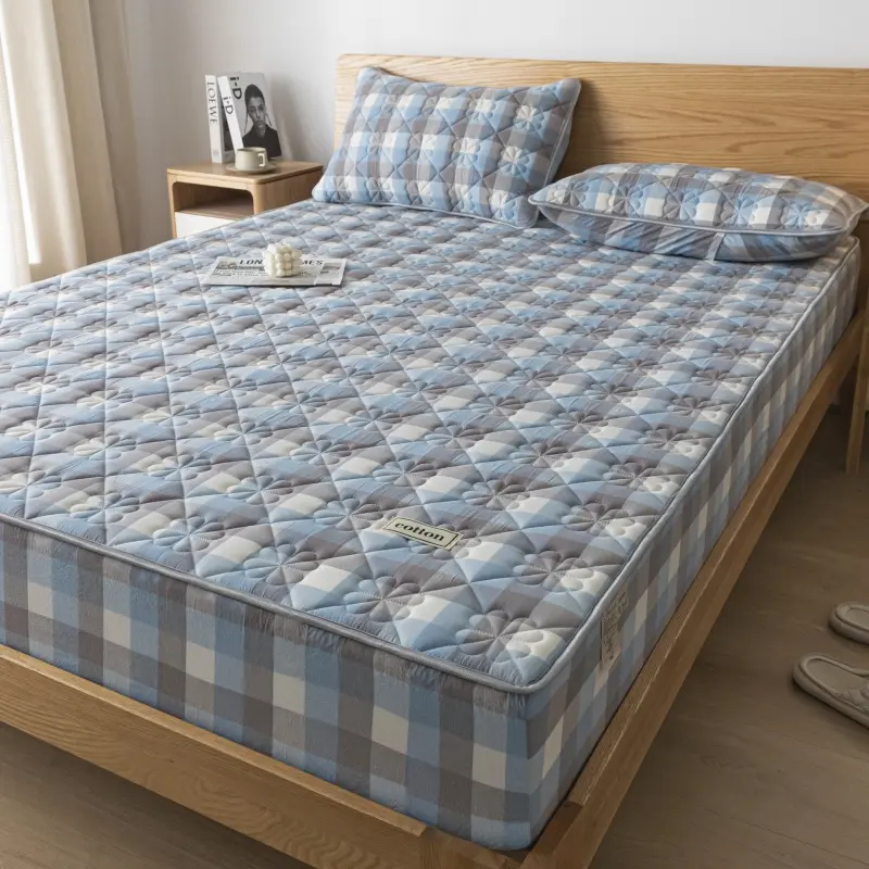 A-Class Hypoallergenic Washed Cotton Quilted Mattress Cover - Soft, Antibacterial, Cozy for a Restful Night's Sleep