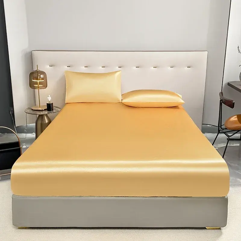 Stylish Satin Waterproof Bed Fitted Sheet - Premium Quality, Easy Clean, Secure Fit for Twin/Full/King/Queen Mattresses
