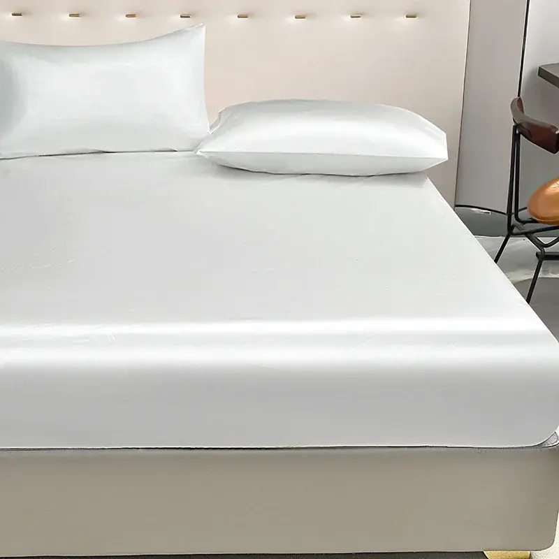 Stylish Satin Waterproof Bed Fitted Sheet - Premium Quality, Easy Clean, Secure Fit for Twin/Full/King/Queen Mattresses