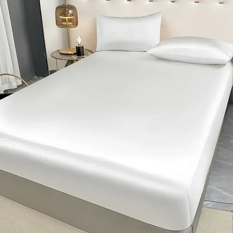 Stylish Satin Waterproof Bed Fitted Sheet - Premium Quality, Easy Clean, Secure Fit for Twin/Full/King/Queen Mattresses