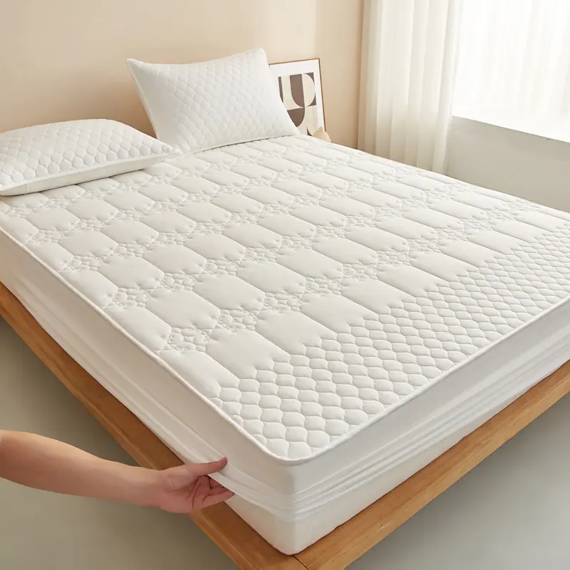 A-Class Luxury: Antimicrobial Top Layer Washed Cotton Quilted Mattress Cover 1Pc- Superior Comfort and Protection for Your Sleep