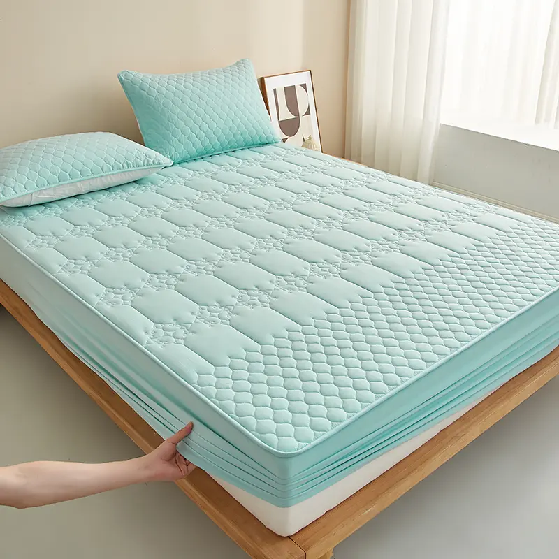 A-Class Luxury: Antimicrobial Top Layer Washed Cotton Quilted Mattress Cover 1Pc- Superior Comfort and Protection for Your Sleep